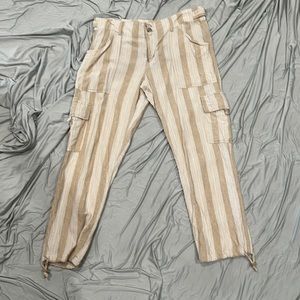 Linen cropped cargo pants from Anthropology